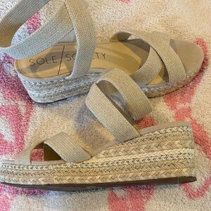 Sole Society Beige Espadrille Wedges